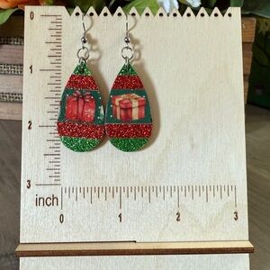 2/$20! New! Handmade Festive Glitter Teardrop Earrings